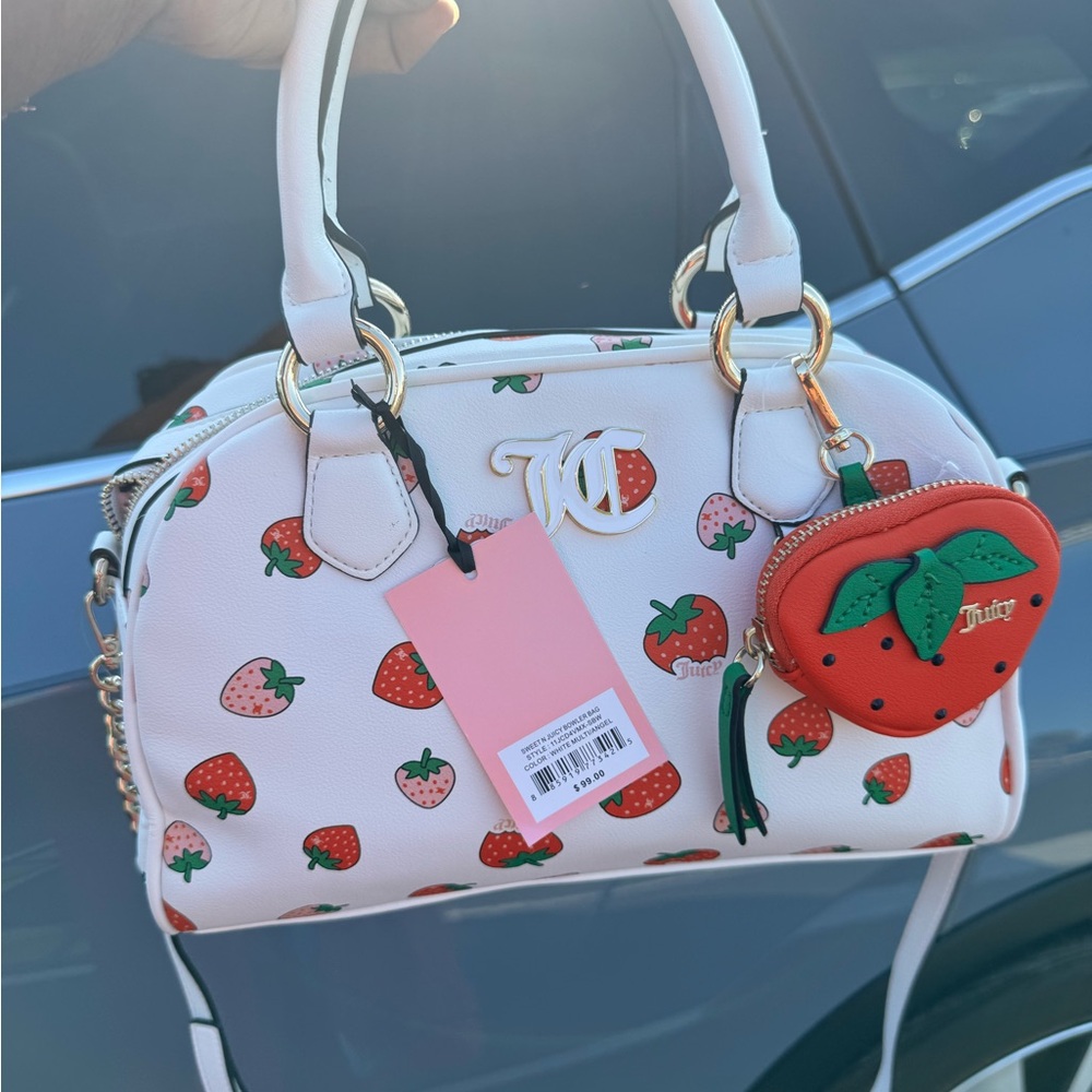 PRICE REDUCED: JUICY COUTURE SWEET N JUICY White/Angel Strawberry  bowler bag